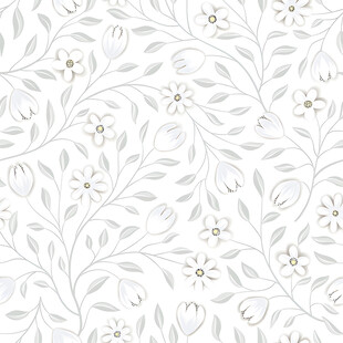 简约白色花卉枝叶纹理图案