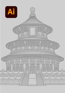 天坛建筑线稿图