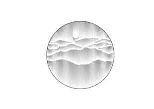 圆形山水浮雕图案