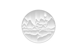 圆形山水浮雕装饰图案