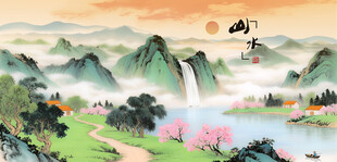 山水国画风景图