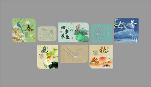 中式四季美图案装饰画