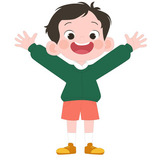 卡通风儿童举着双手的男孩插画