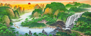 聚宝盆山水风景画
