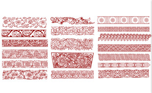 复古红色花纹图案集合