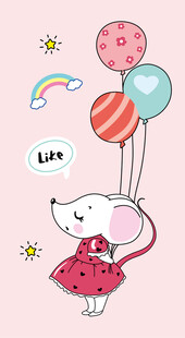 穿裙小鼠玩彩色气球