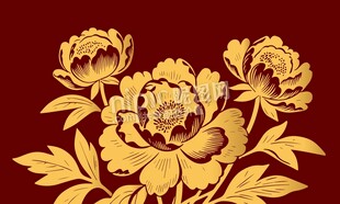 矢量牡丹花剪影