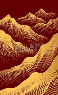 金色山峦山脉插画背景