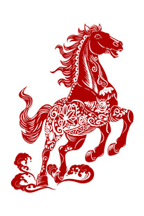 剪纸窗花马年马形象剪纸元素