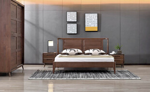 现代简约风格木质双人床