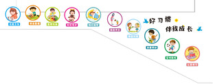 楼道文化卡通角色成长阶段展示