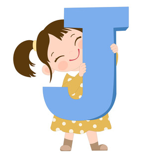 开学季英语课抱着字母J的女孩