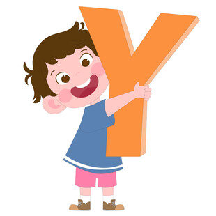 开学季英语课抱着字母Y的男孩