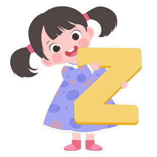 开学季英语课抱着字母Z的女孩