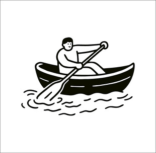 单人划船图