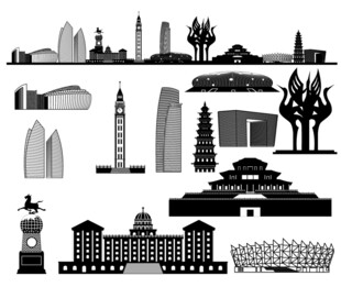 鹤壁地标建筑矢量图