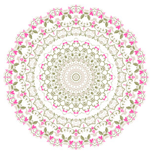 粉色花卉曼陀罗图案设计