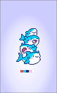 堆叠的卡通鲨鱼形象像素T恤衫图