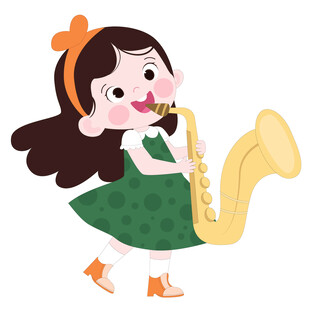 开学季兴趣班音乐课吹萨克斯女孩
