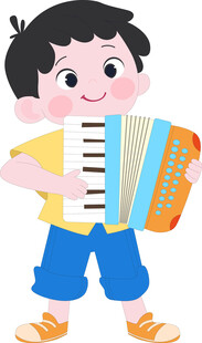 开学季兴趣班音乐课拉手风琴男孩