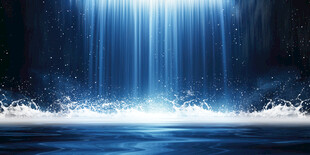 招财瀑布山水画