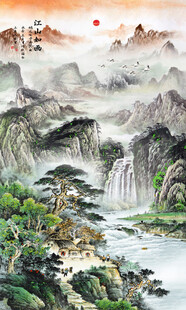 迎客松山水画壁画