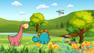 卡通恐龙背景墙