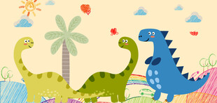 卡通恐龙背景墙