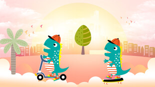 卡通恐龙背景墙