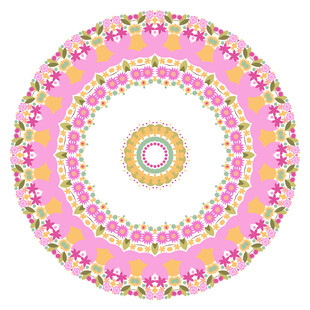 粉色花卉圆形装饰图案