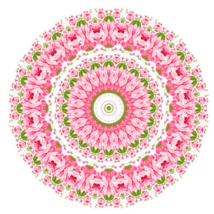 圆形粉色花卉曼陀罗图案