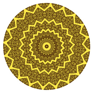 圆形黄黑古典花纹