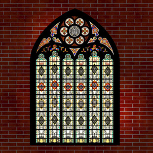 复古彩色玻璃窗艺术之美