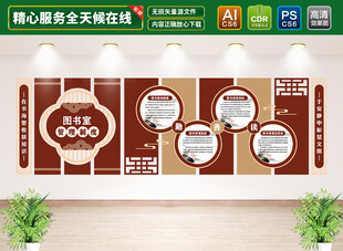 中式图书室管理制度文化墙