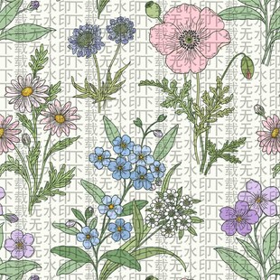 手绘花卉图案 清新自然风