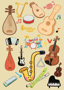 儿童绘画乐器音乐符号