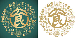 古典食字书法食字背景百食图