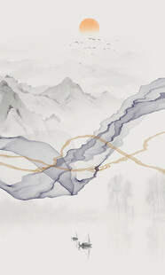 新品意境山水玄关画