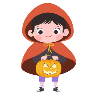 万圣节小红帽服装拿南瓜灯女孩