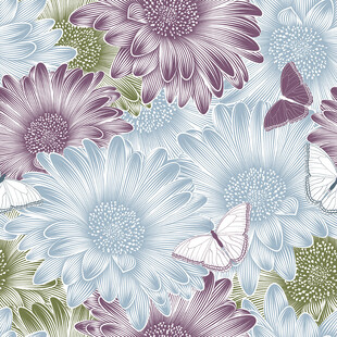 花卉蝴蝶图案的唯美壁纸