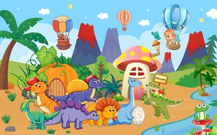 恐龙乐园中的欢乐背景墙