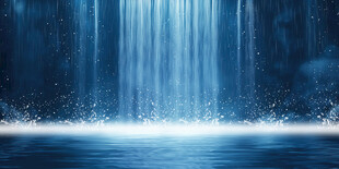 招财瀑布山水画