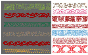 多样彩色花纹图案集合