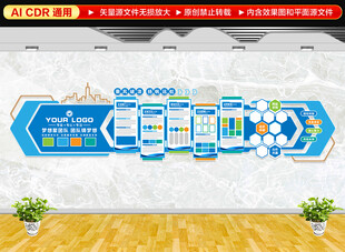 蓝色科技企业文化墙