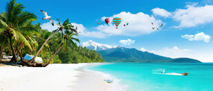 蓝天白云大海沙滩