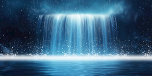 蓝色瀑布山水画