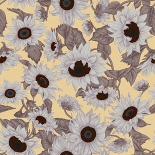 复古风向日葵花卉图案四方连续