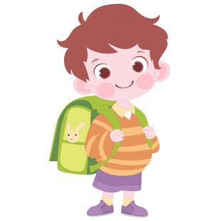 开学季卡通背兔子书包去上学男孩