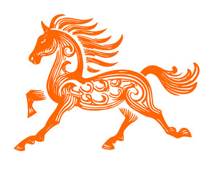 矢量手绘马年抽象骏马免抠元素