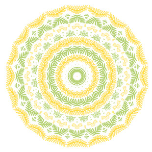 黄绿相间圆形曼陀罗图案